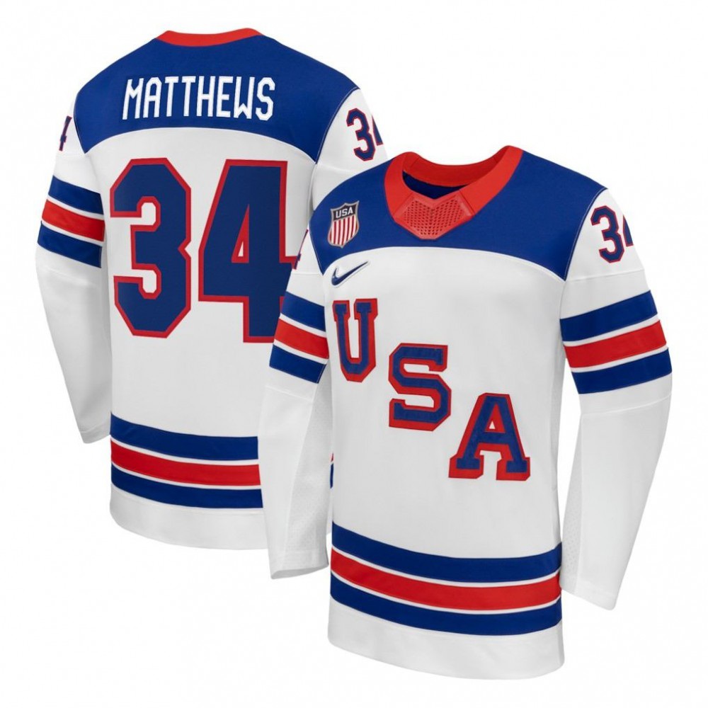 Auston Matthews USA Hockey Olympic 2026 White Away Replica Jersey-Pro Kit Vault | Brand New 26/27 Sports Jerseys